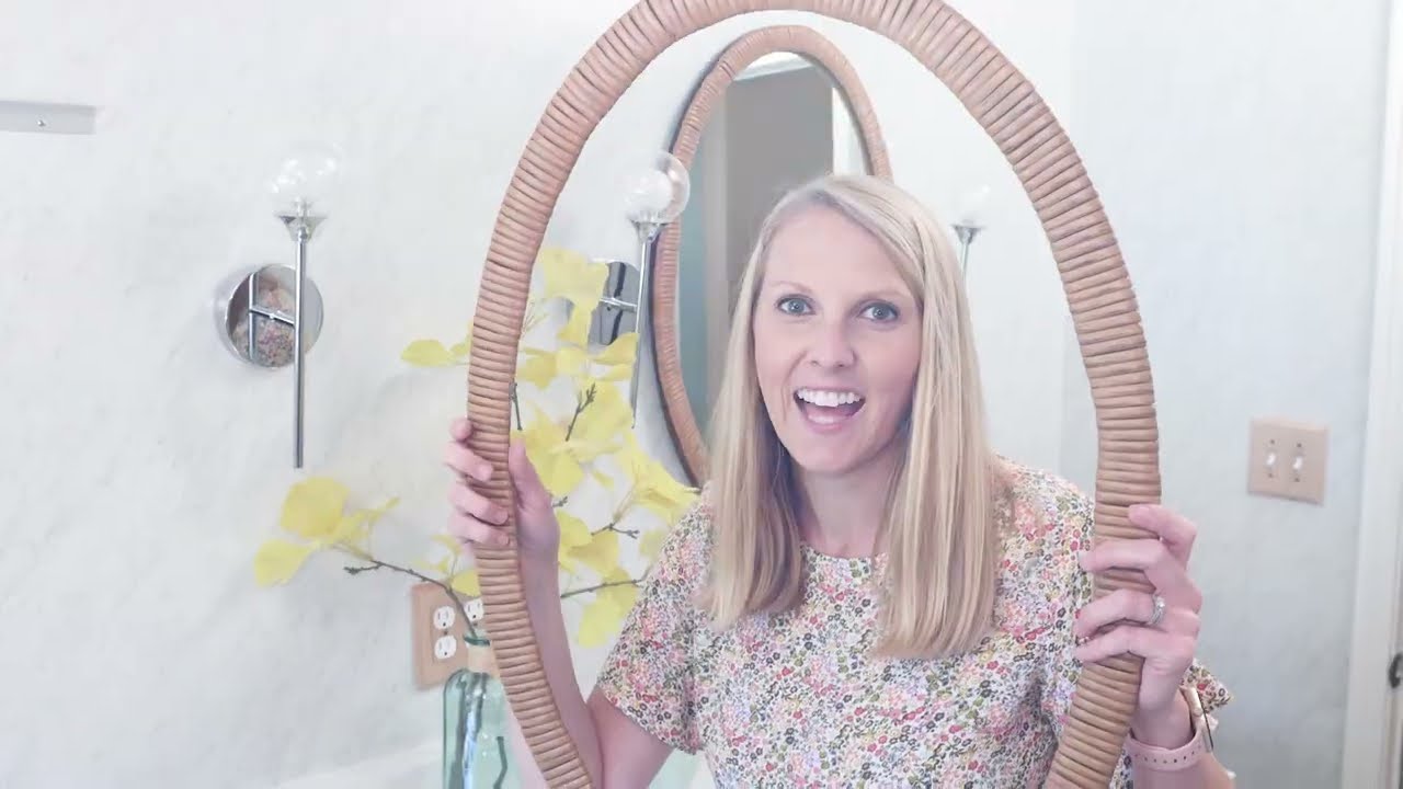 DIY Rattan or Wicker Bathroom Mirror Frame