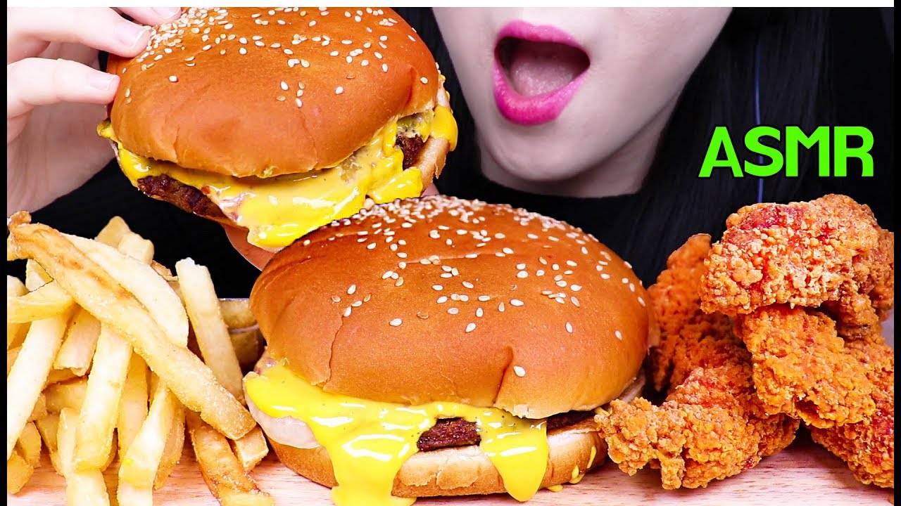 ASMR *CHEESY BURGER KING WHOPPER 버거킹 와퍼 리얼사운드 먹방 (EATING SOUNDS) NO TALKING MUKBANG