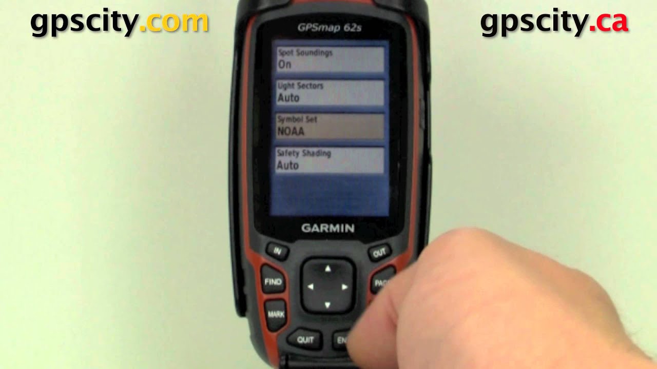 The Marine Setup Options in the Garmin GPSMap 62S with GPS City