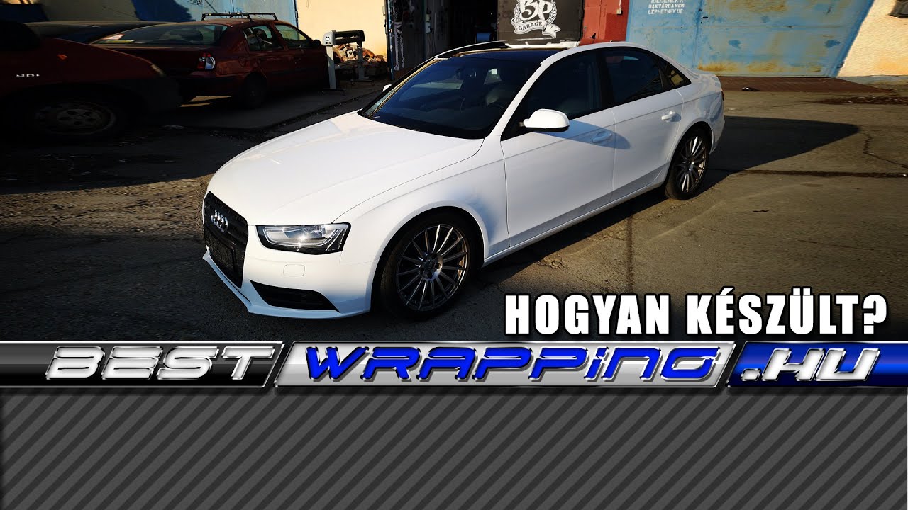 Audi A4 autófóliázás: Avery gloss white av2100001 autó fóliával