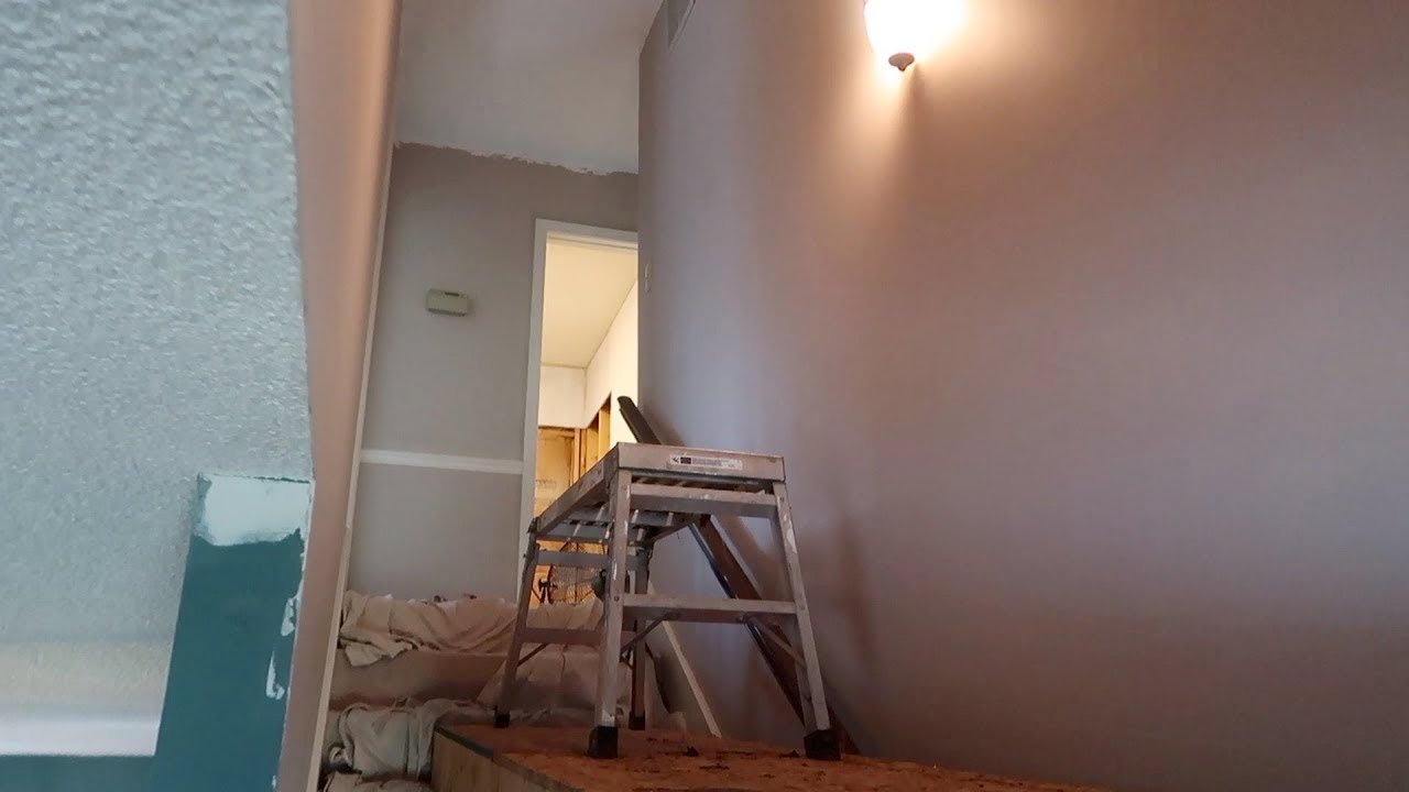 How To Paint A Tall Stairway Ceiling And Walls - SIMPLE & EASY