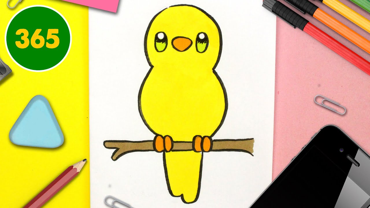 COME DISEGNARE CANARINO KAWAII - Come disegnare animali