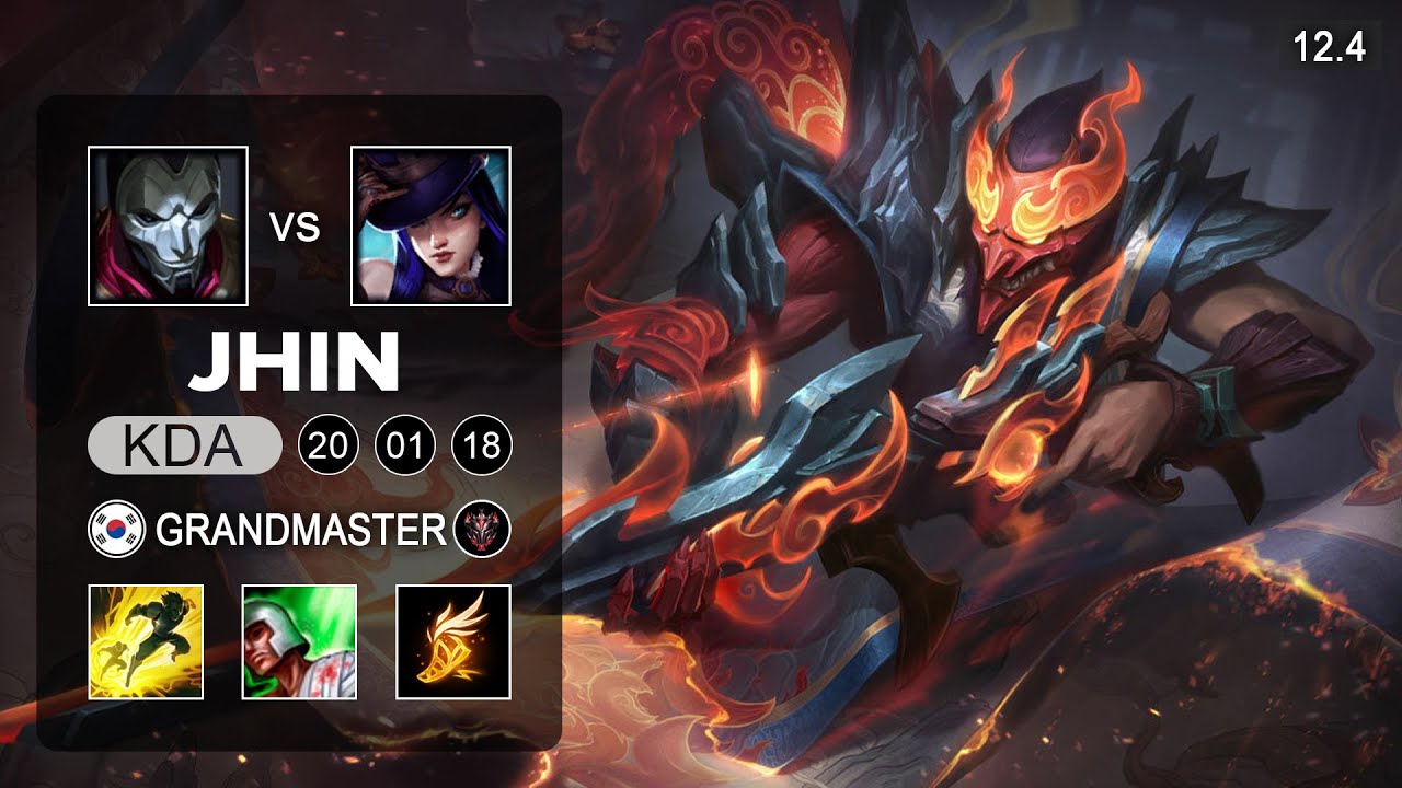 Jhin ADC vs Caitlyn - KR Grandmaster - Season 12 Patch 12.4