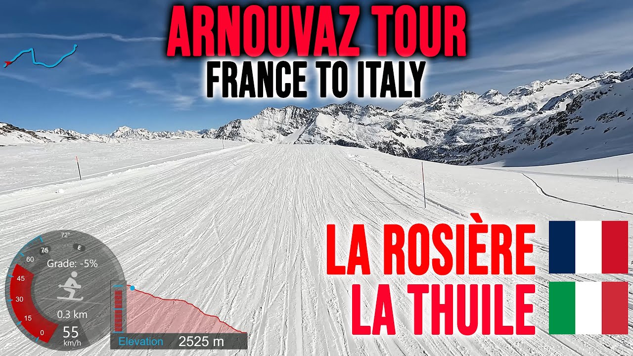 [4K] Skiing La Rosi&egrave;re to La Thuile, Arnouvaz Tour, Espace San Bernardo Italy France, GoPro HERO13