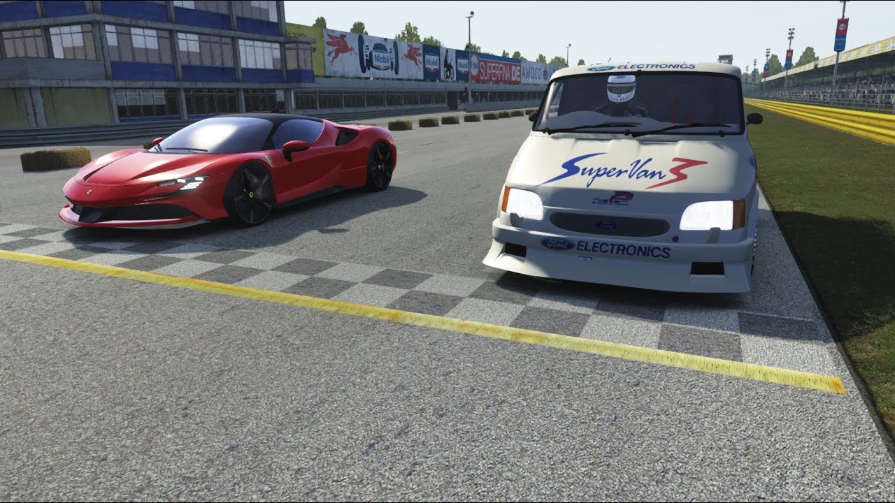 Ford Transit Supervan 3 V10 vs Ferrari SF90 Stradale at Monza Full Course