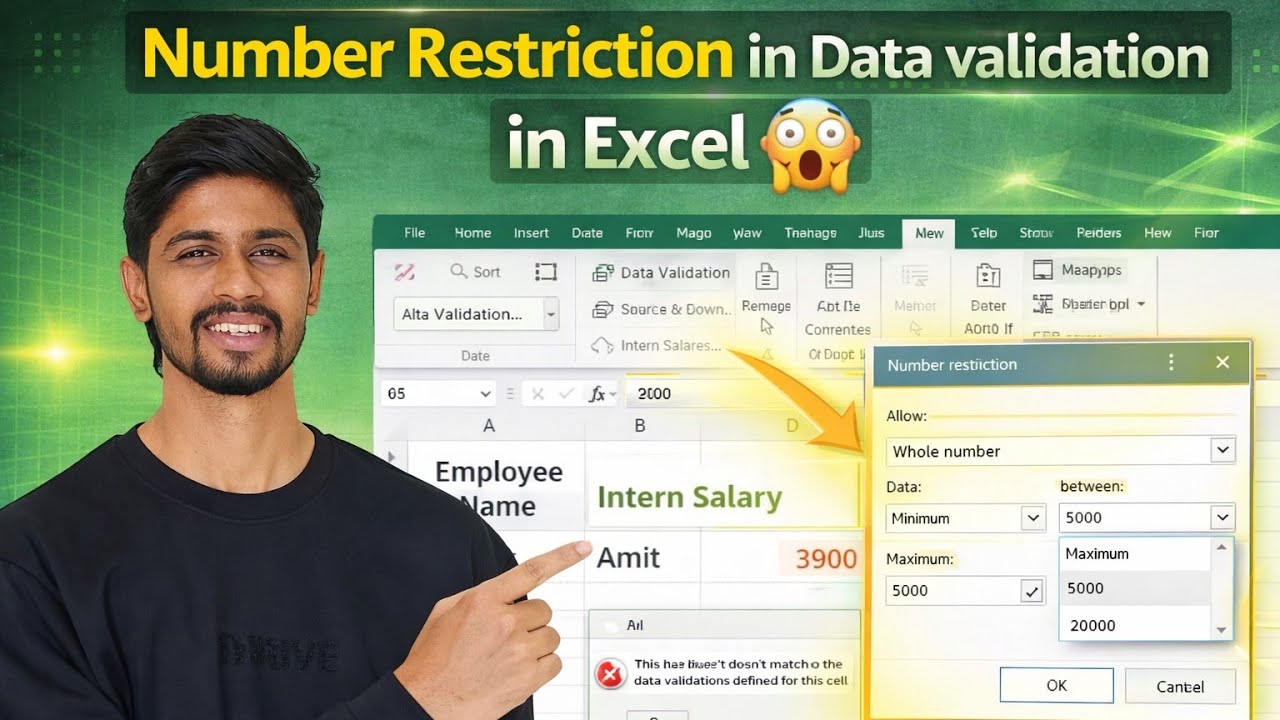 Number Restriction in Excel | Data Validation Tutorial | Excel for Beginner Excel Number Restriction