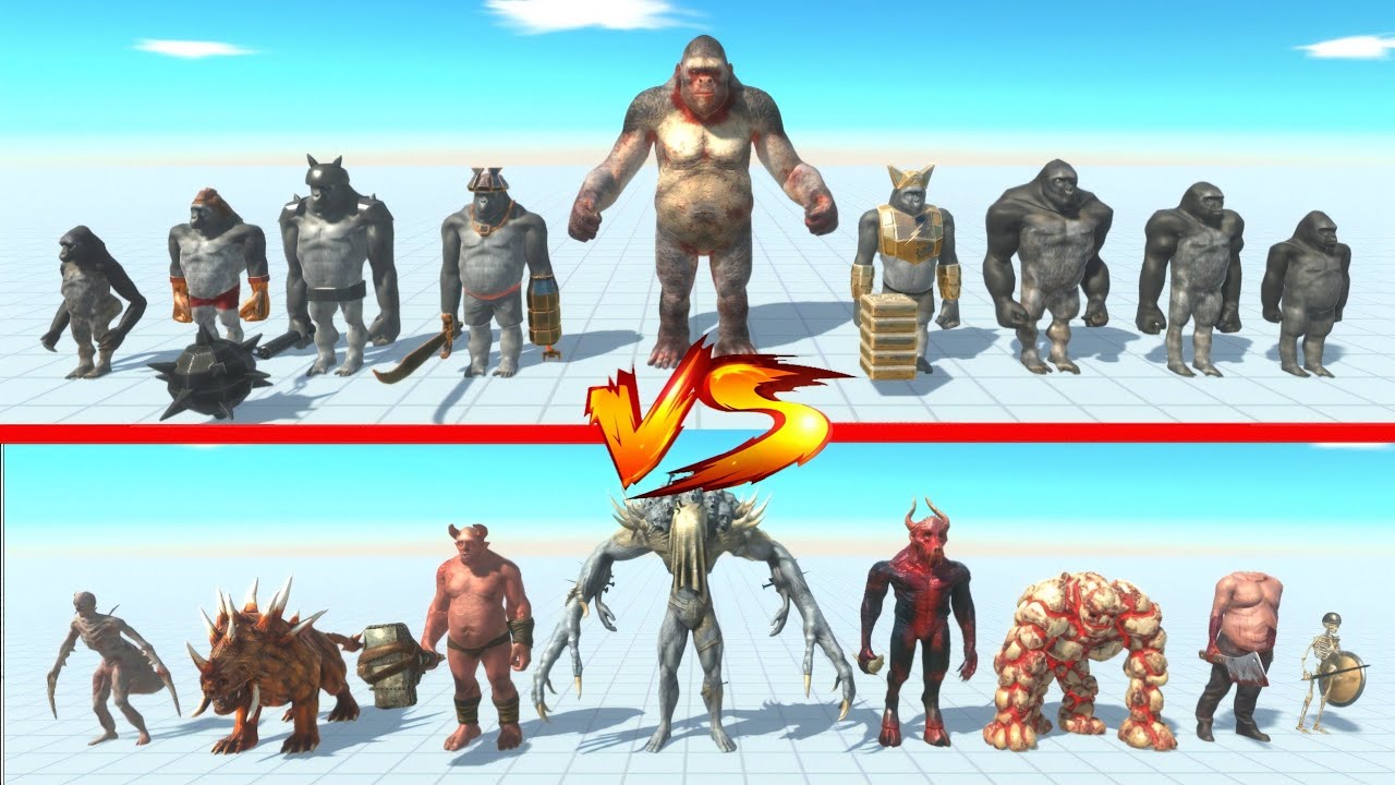 Infernals Team vs Gorilla Team - Animal Revolt Battle Simulator
