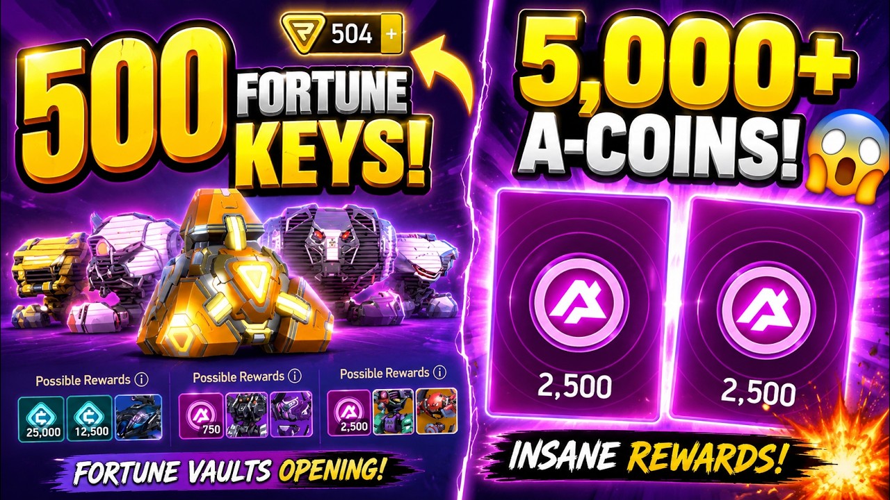 😱 I OPENED 500 FORTUNE KEYS... AND WON 5000+ ACOINS!! 🤯💰 | Mech Arena