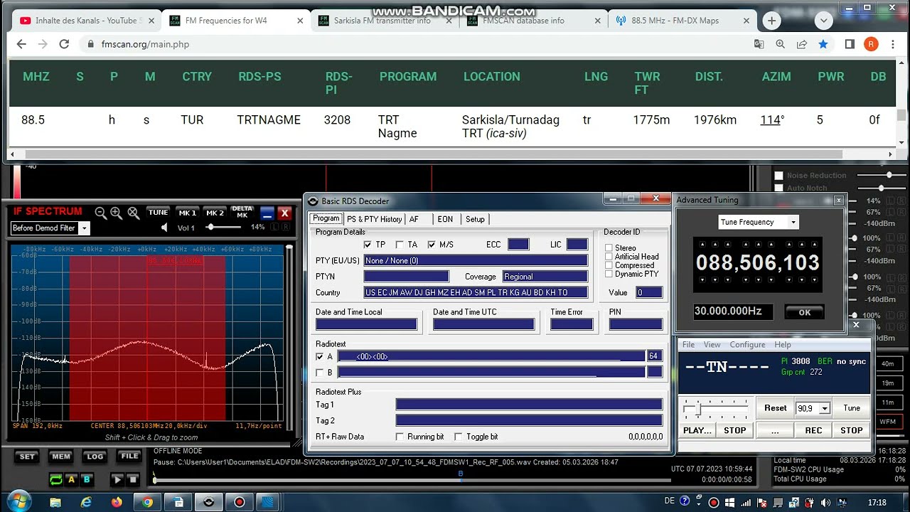 FM DX Es - 070723 - 1058UTC - 88.5 TRT Nagme (TUR) Sarkisla/Turnadag TRT (ica-siv) 5kW 1976km
