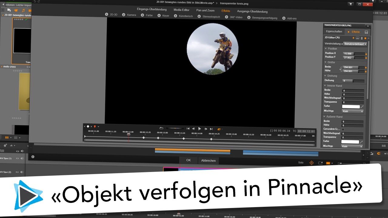 Objekt verfolgen mit einem Kreis Bild in Bild Pinnacle Studio 20 Deutsch Tutorial