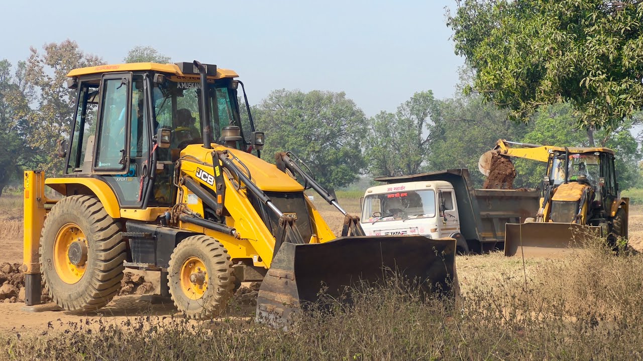 Jcb Backhoe Machine loading Mud Tata 2518 And bharatbenz Truck | Jcb video | Jcb truck Video