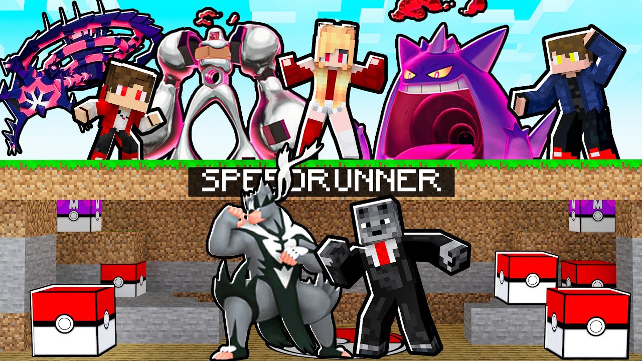 PRIMEIRO MINECRAFT PIXELMON MANHUNT com POKEMON GIGANTAMAX ( 3 Caçadores vs 1 Speedrunner )