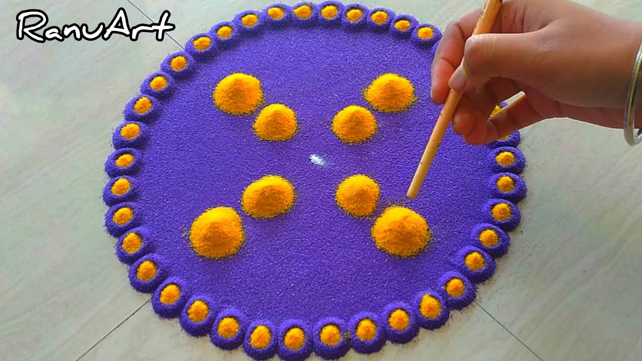 Simple Rangoli Design for New Year/Mandala Design/Satisfying Art/Relaxing Rangoli Video/2021 muggulu