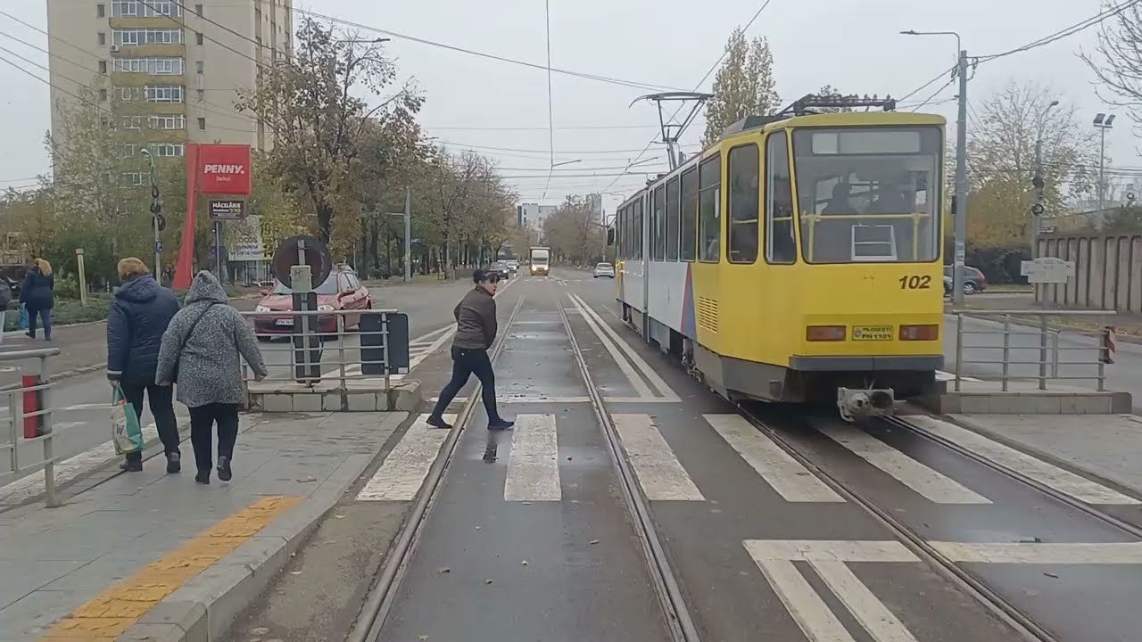 Ploiești Tram Route 102 ride on a Tatra TK4D.