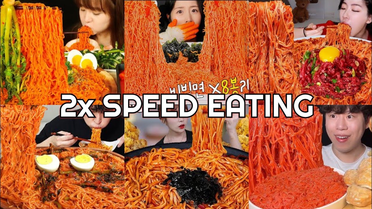 Spicy Cold Noodles Bibimmyeon Mukbang | ASMR 2x Speed Eating Show 