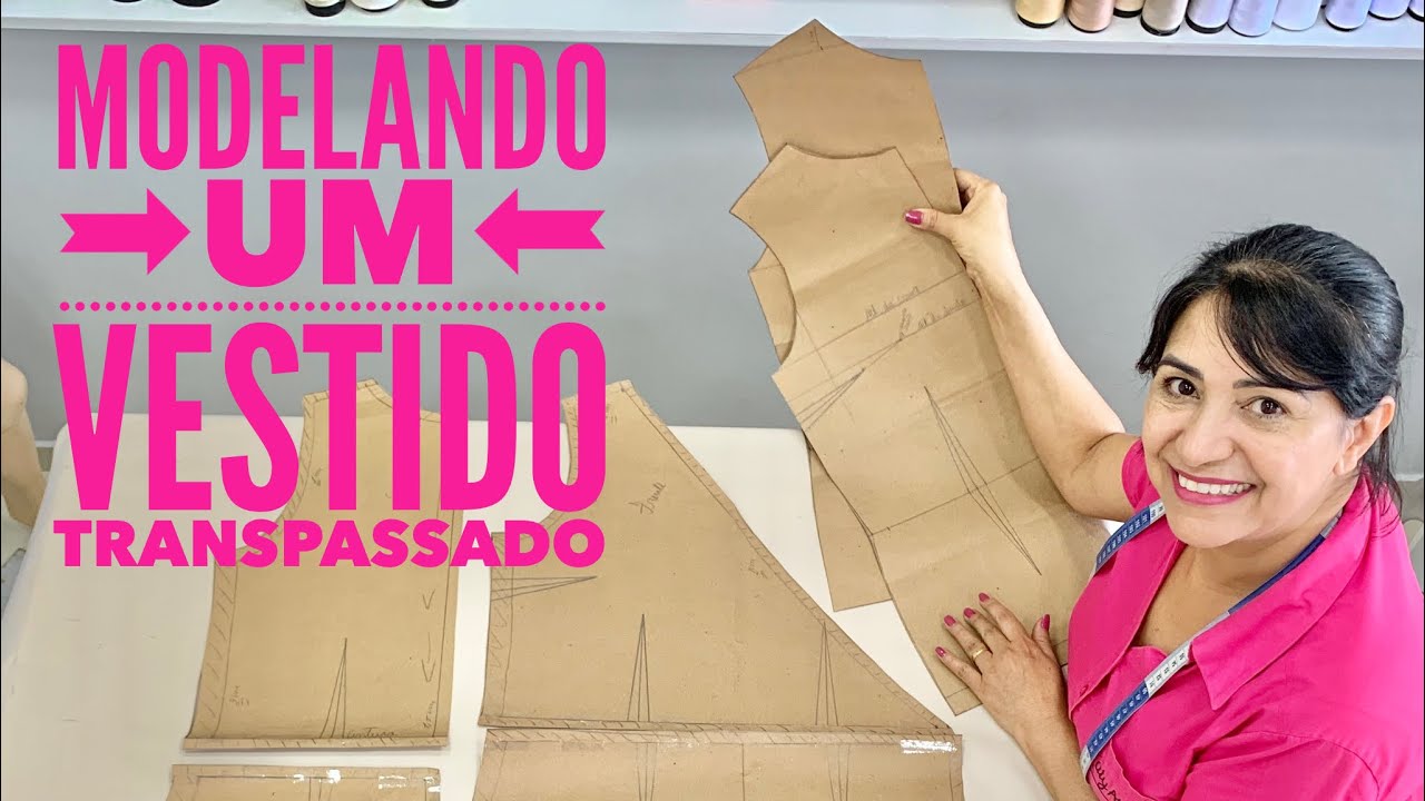 Modelando VESTIDO TRANSPASSADO - Série costurando 4 peças a partir de 1 molde base