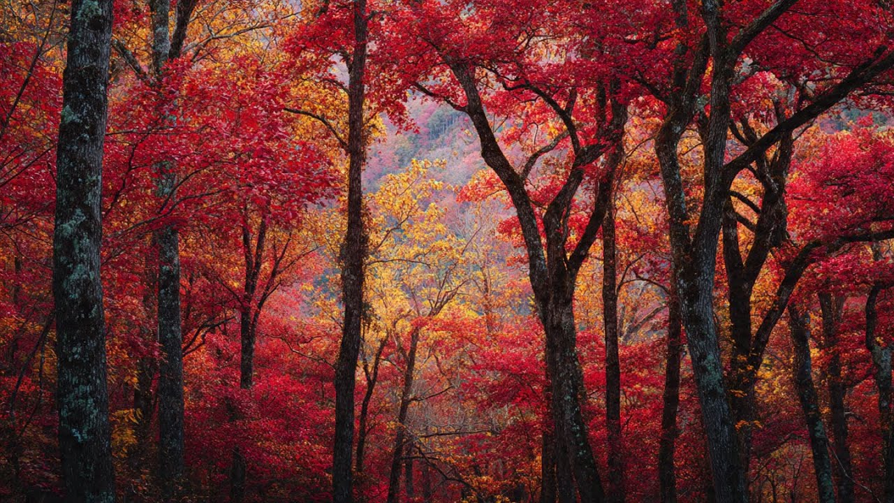 Japanese Red Forest | Autumn Serenity | 4K | TV Screensaver | TV Art | No Music