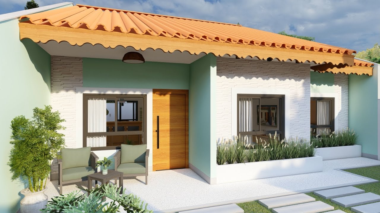 CASA COM 2 QUARTOS PEQUENA SIMPLES |  MODERNO E ACONCHEGANTE| Plano de casa pequeña| Small house