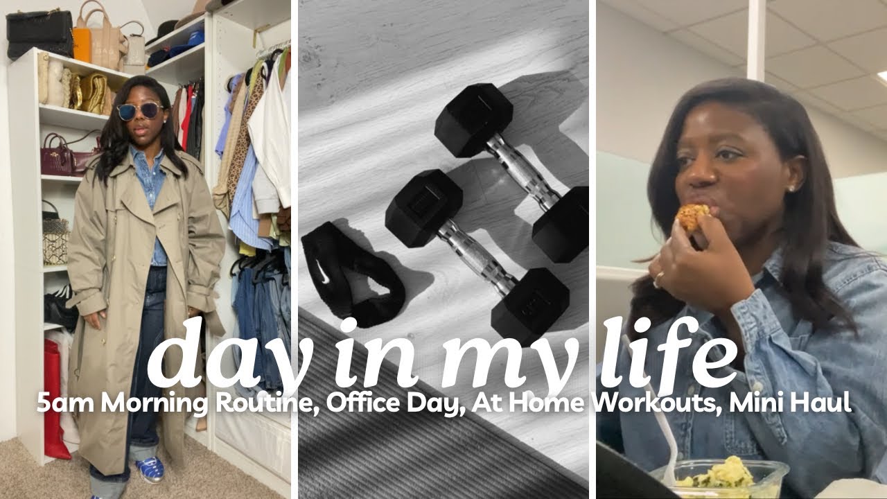 DAY IN THE LIFE OF A WORKING MOM|5am morning routine, at home workout, 9-5 in office, + MORE