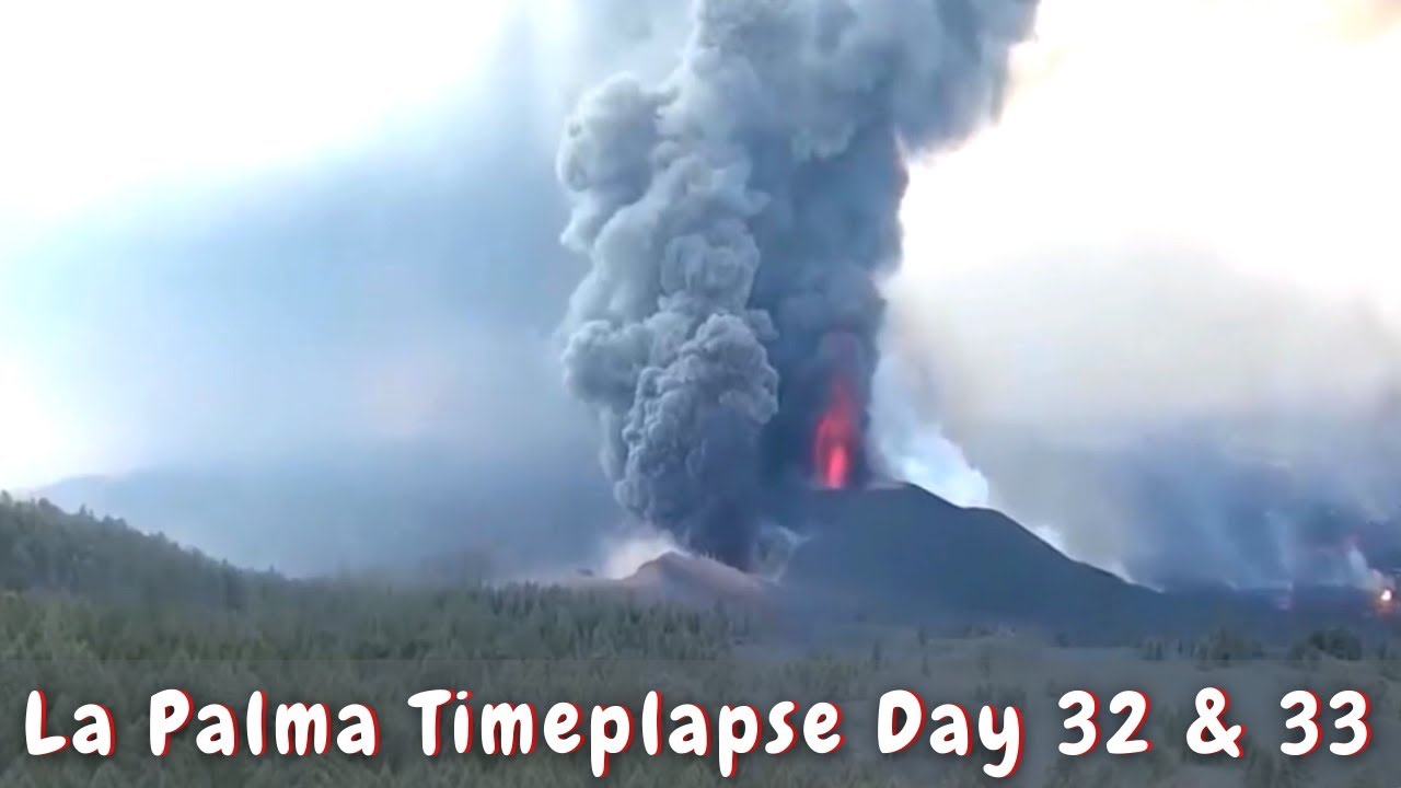 TIMELAPSE Lava River Rocks La Palma Volcano Day 32 & 33 🌋🌋🌋