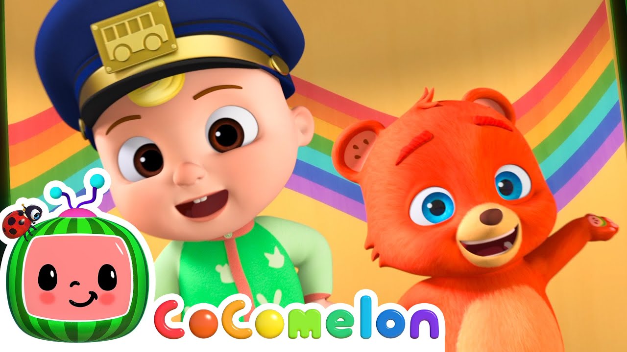Rainbow Wheels on the Bus | JJ's Animal Time - Nursery Rhymes and Kids Songs