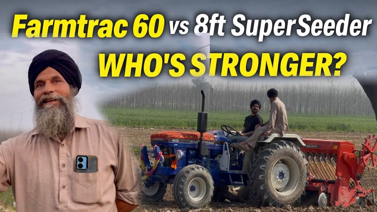 Farmtrac 60 + Super Seeder 8ft Test | Dabda ni ਝੋਟਾ 🔥 | #Farmtrac60 #SuperSeeder #malkeetbai 