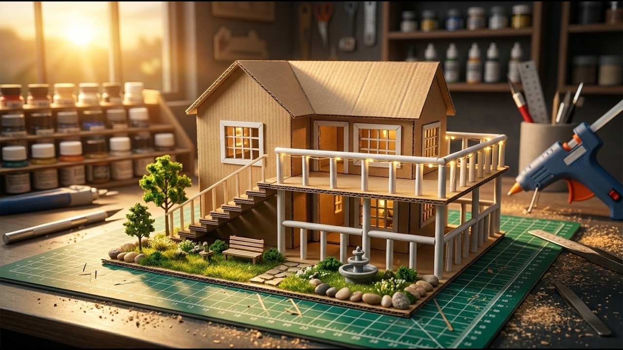 How to make a beautiful two -story house using cardboard 🏠 | Easy DIY Cardboard House.