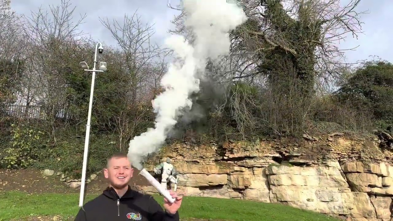 White Handheld Smoke Grenade by Cube Fireworks