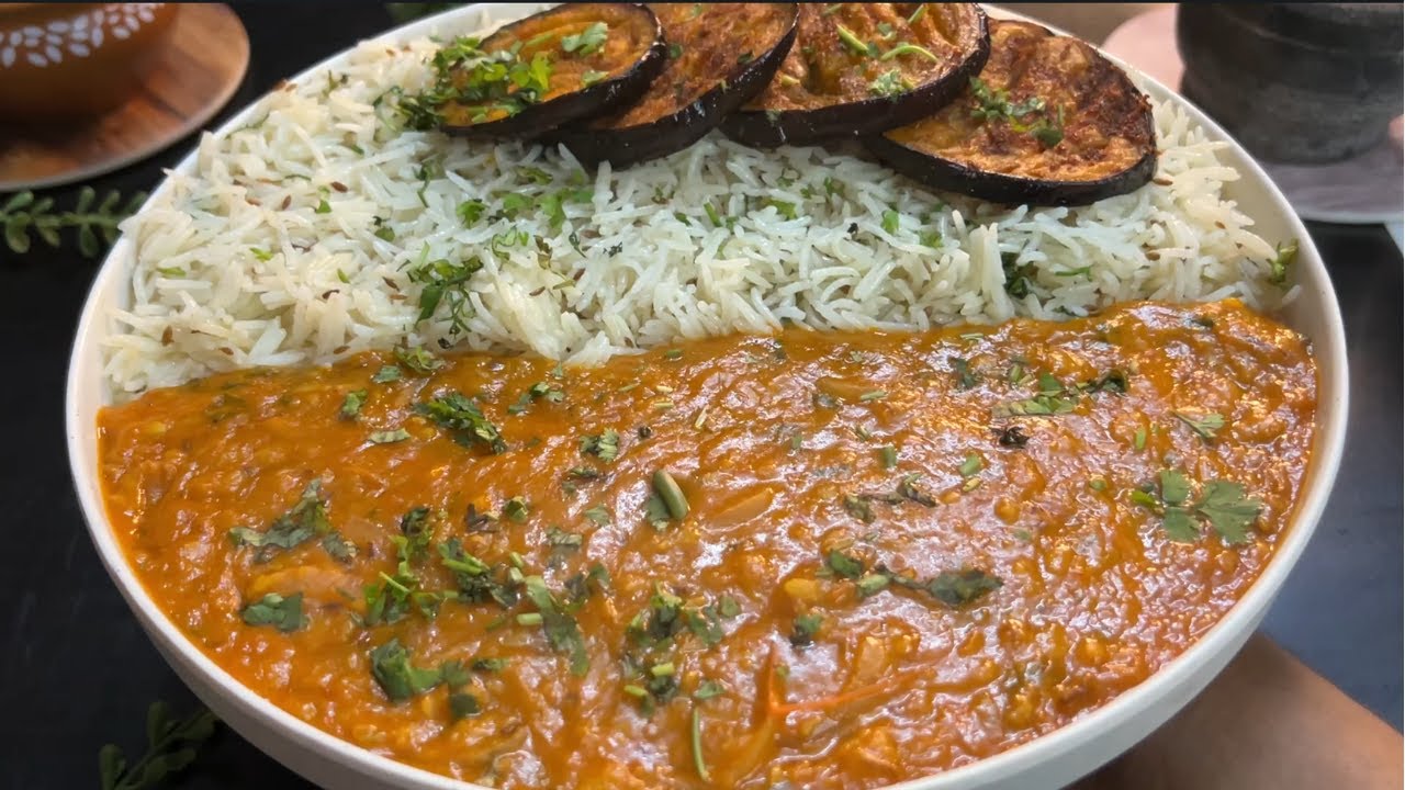 Dal Tadka Jeera Rice Aur Baingan Fry Recipe | Dal Tadka Recipe | Dinner Recipe | Lunch Recipe