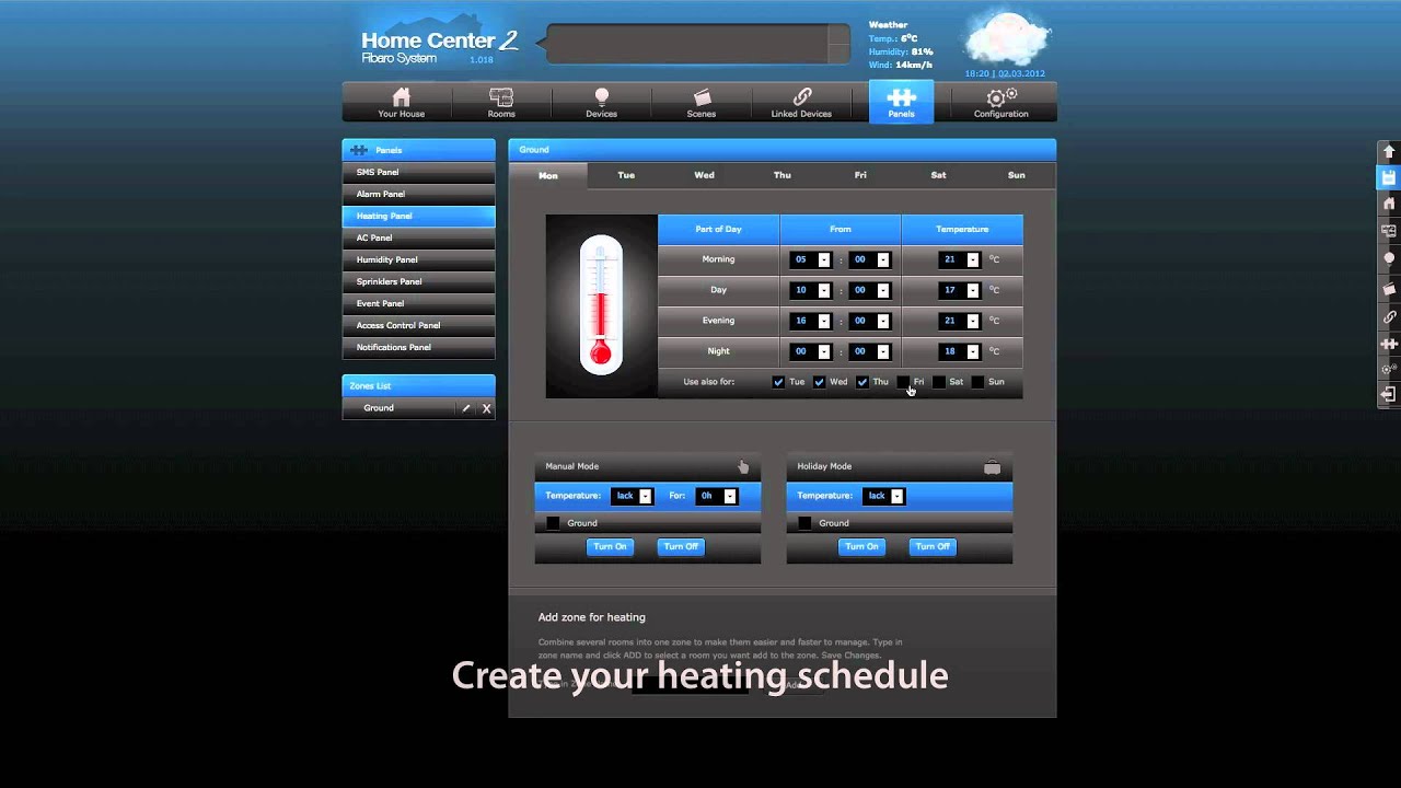Home Center 2 - FIBARO smart home system dashboard