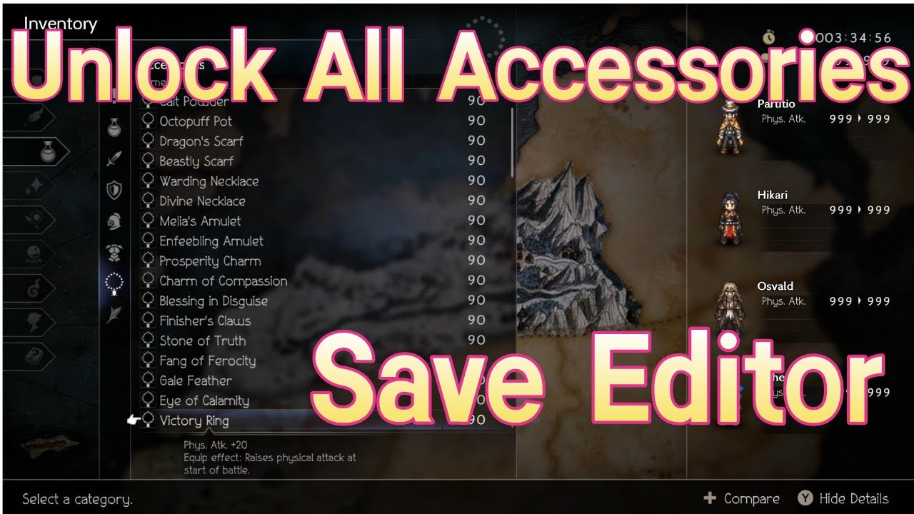 How to Unlock All Accessories - Octopath Traveler 2 - Save Editor
