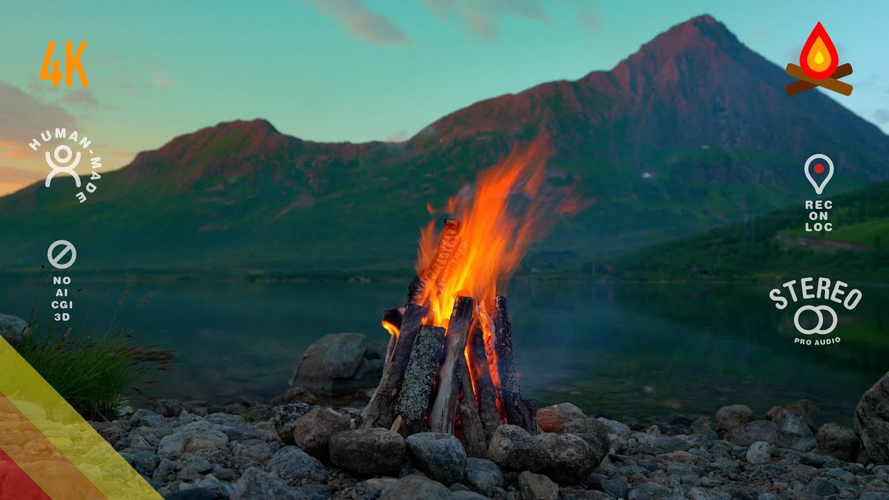 Lakeside 🔥 CAMPFIRE in the Arctic (12 hours – mid-roll ads turned off)