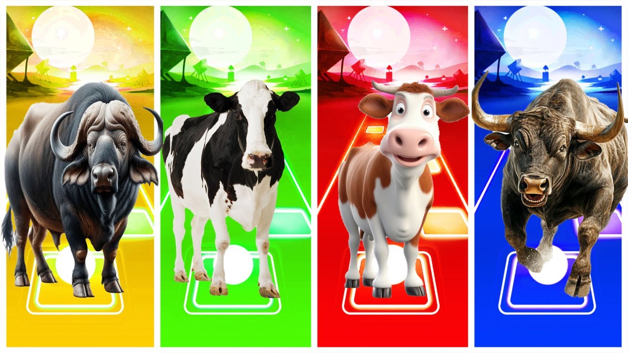 Ferdinand 🆚 Funny Cow 🆚 Ice Age Manny 🆚 Funny Horse – Coffin Dance Song | Tiles Hop EDM