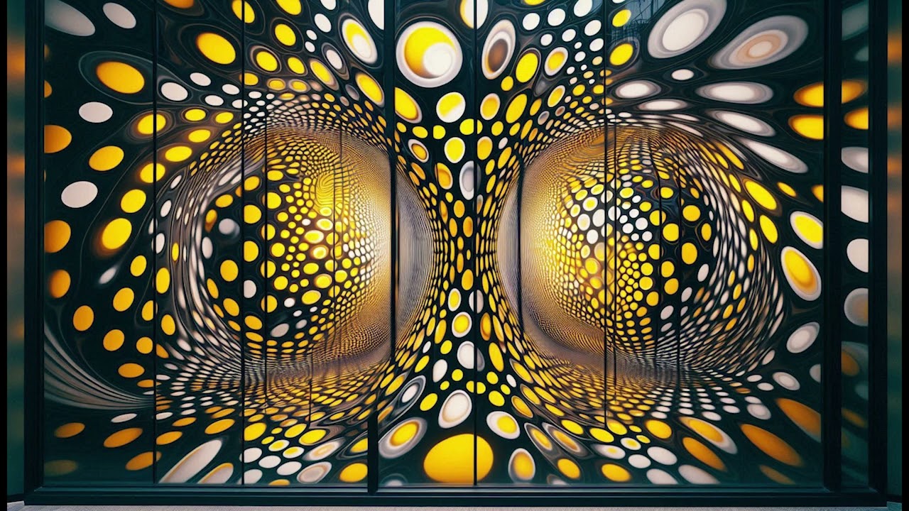Yellow and Black Fractal Optical Illusion with Rain Sound