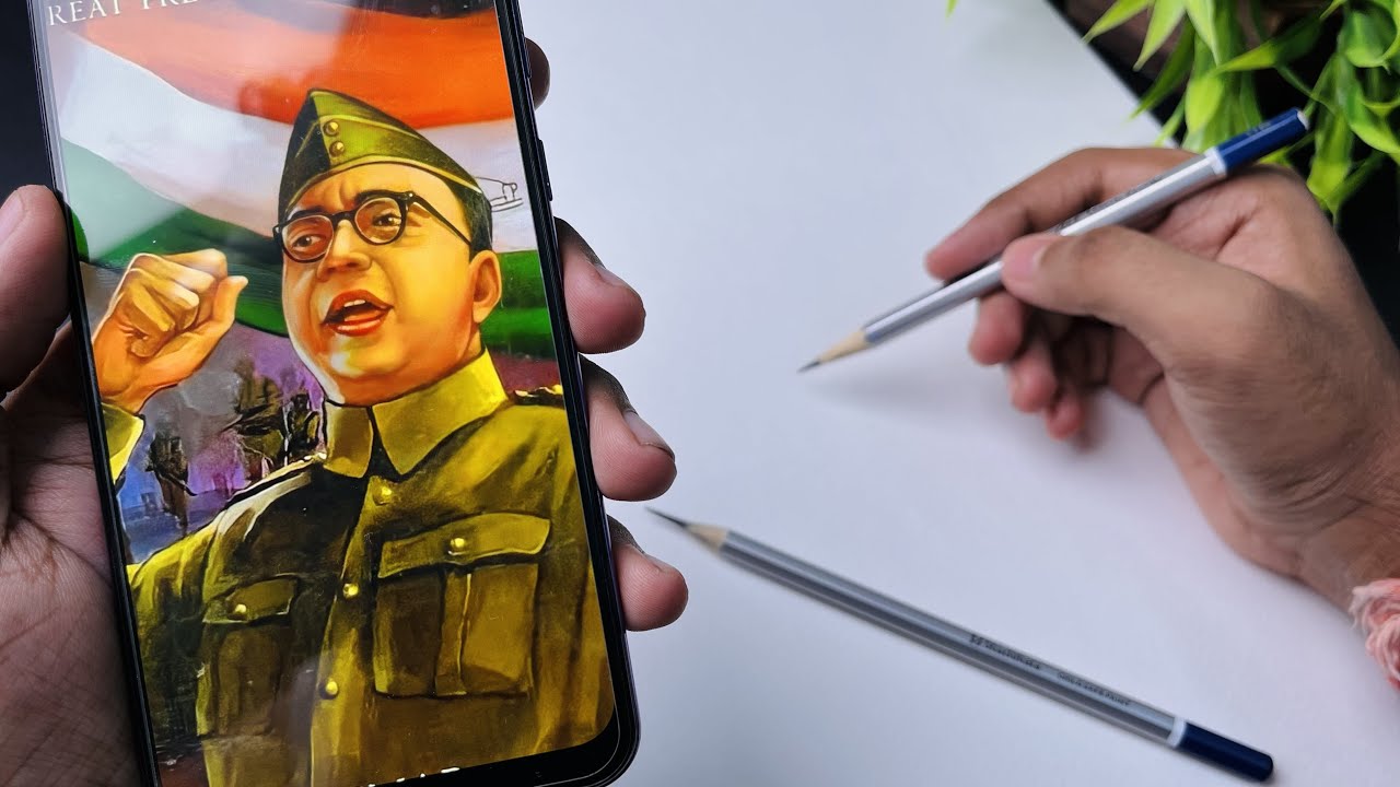 Draw with me - Netaji Subhash Chandra Bose,  Independence day Drawing