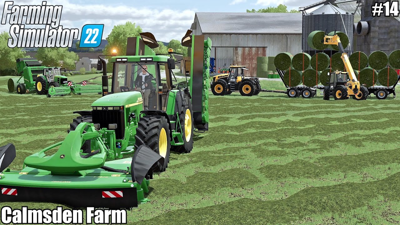 Baling GRASS, Collecting BALES and Feeding animals│Calmsden Farm│FS 22│Timelapse 14