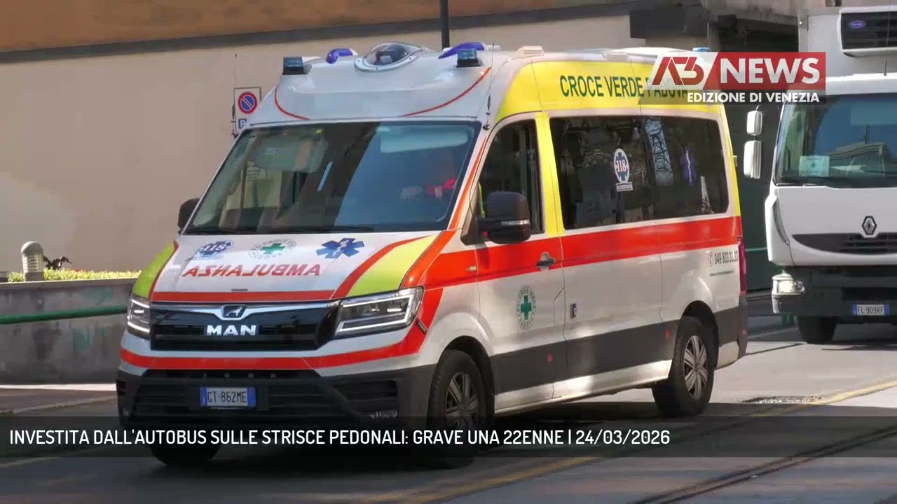 INVESTITA DALL'AUTOBUS SULLE STRISCE PEDONALI: GRAVE UNA 22ENNE | 24/03/2026