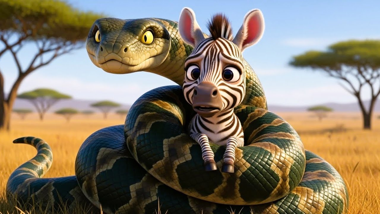 Yellow Man Saves a Baby Zebra From a Giant Python 🐍