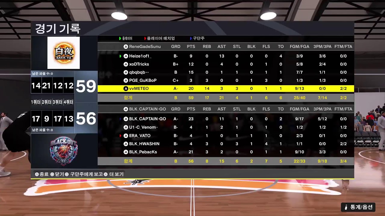 Nba2k26KPL 2nd team league BaekYa vs blackout
