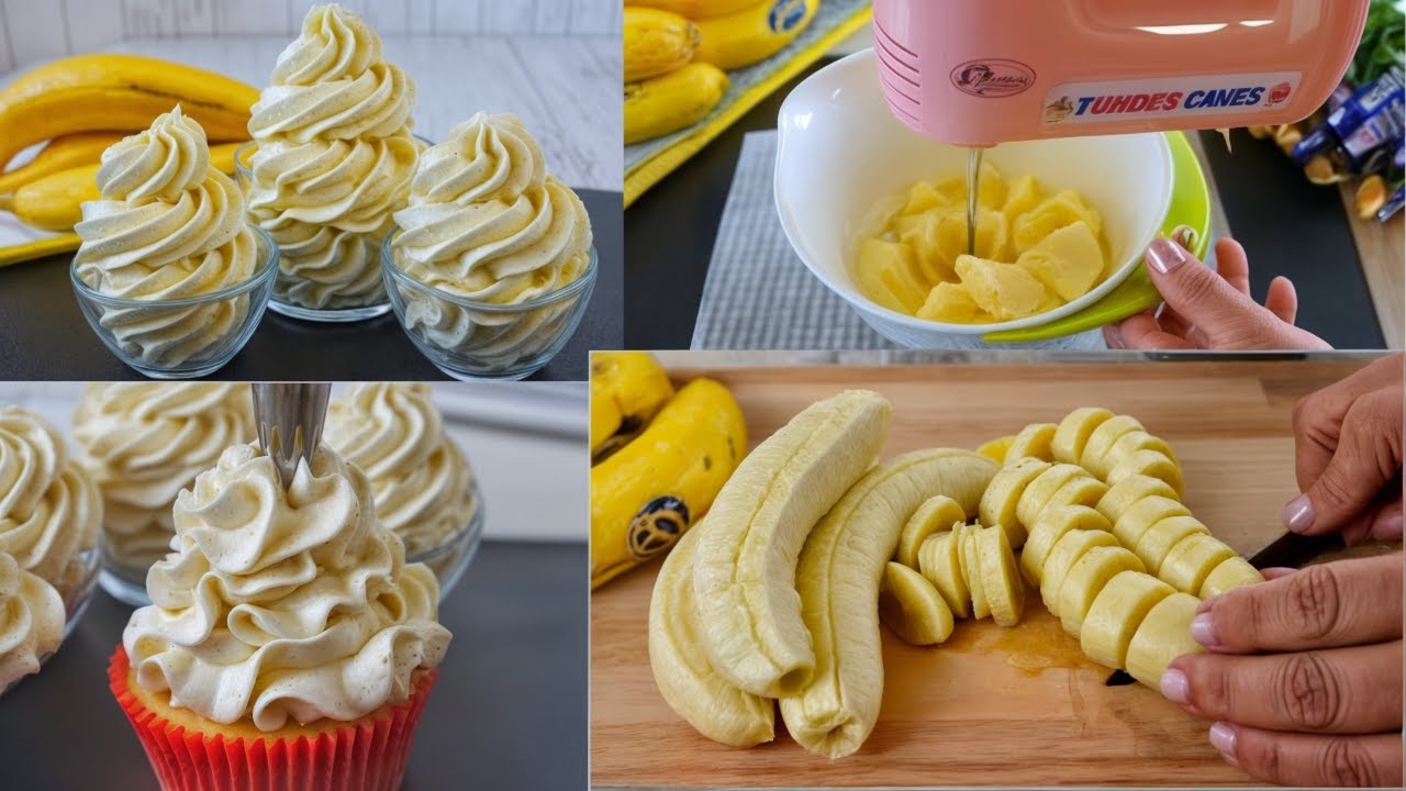 4 Cremas de Plátanos FÁCILES para Rellenar, Decorar Tartas y Cupcakes
