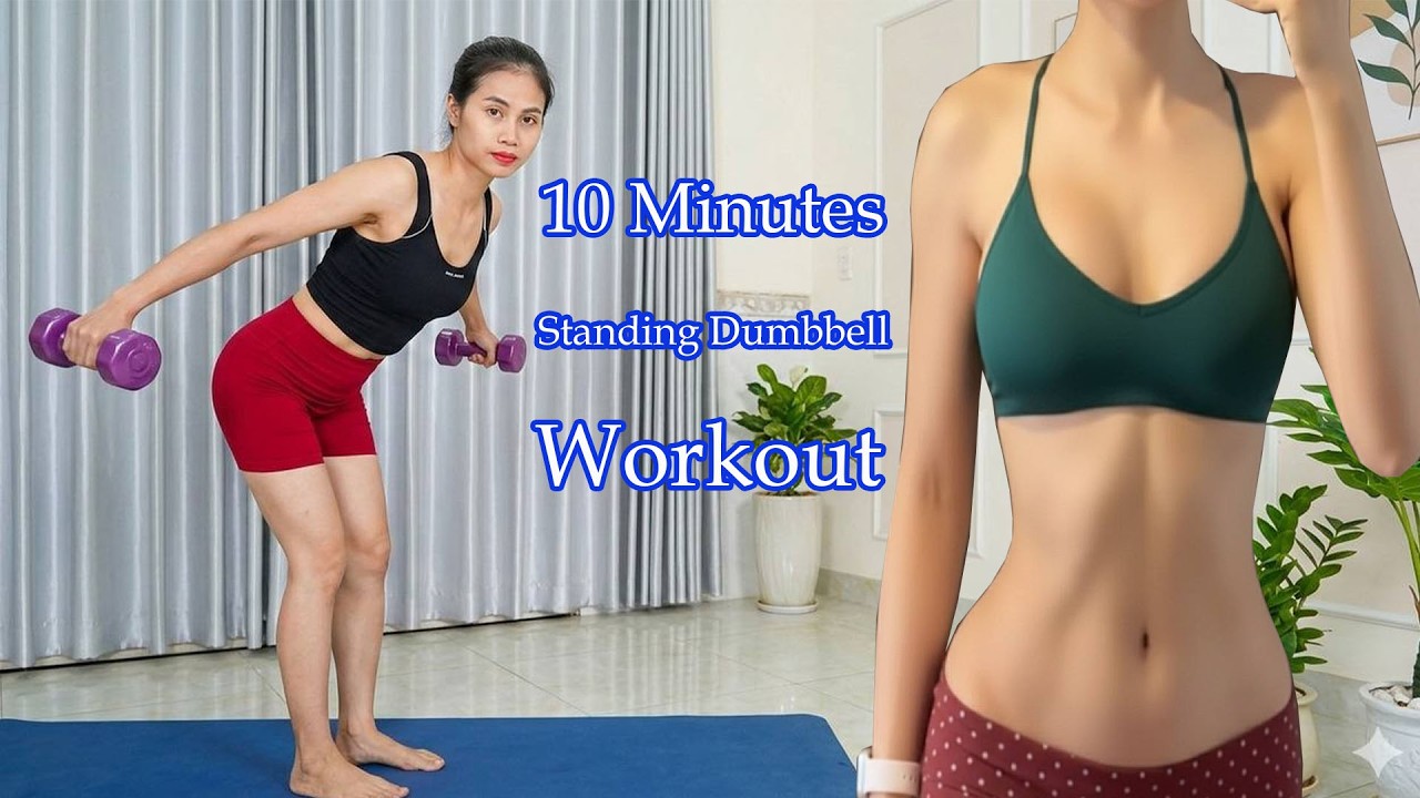 🔥 10 MIN Upper Body Burn | Standing Dumbbell Arm Workout, Chest Workout, Shoulder, Back