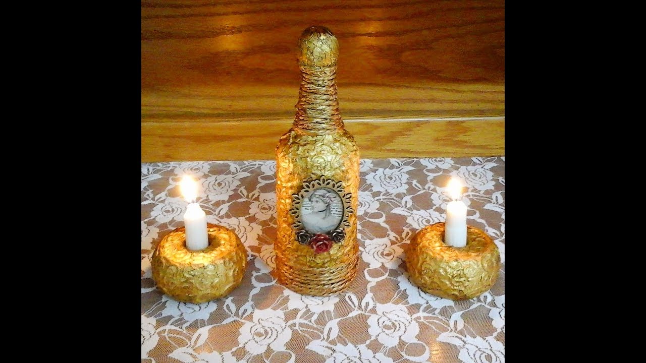 DIY GARRAFA DECORADA COM PAPEL DE BOMBOM !!!