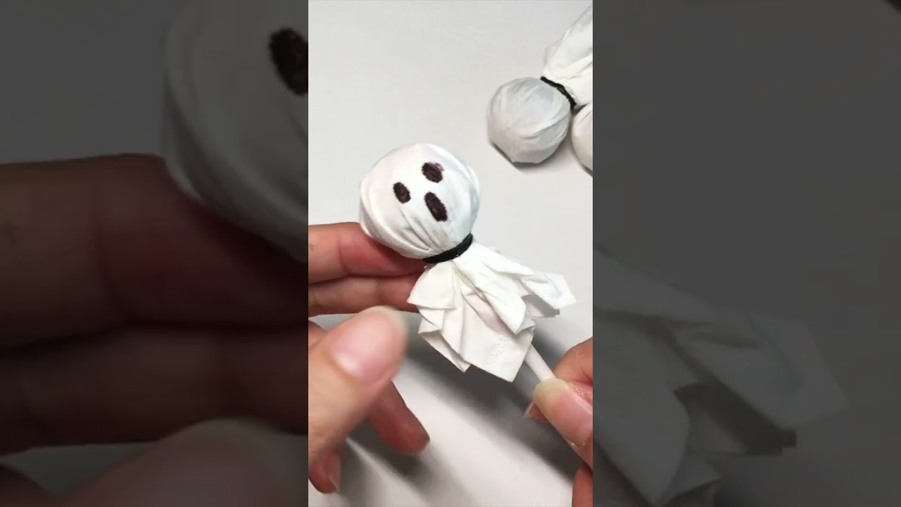 How to make Halloween ghost lollipop with tissue paper | Easy Halloween Craft | Simple Craft #shorts