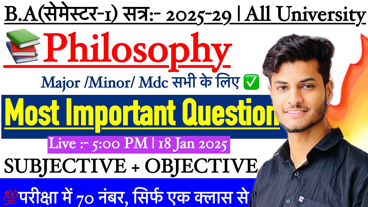Philosophy Ba 1st Semester | Important Questions 2026 ✅ Subjective + Objective | For 2025-29