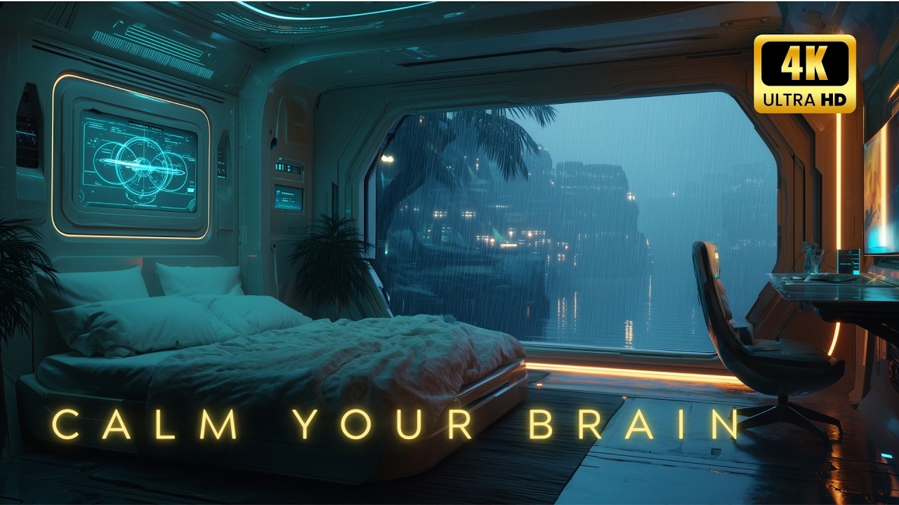 Deep Sleep in a Futuristic Bedroom  |  Gentle Rain & Ambient Sounds (2 Hours)