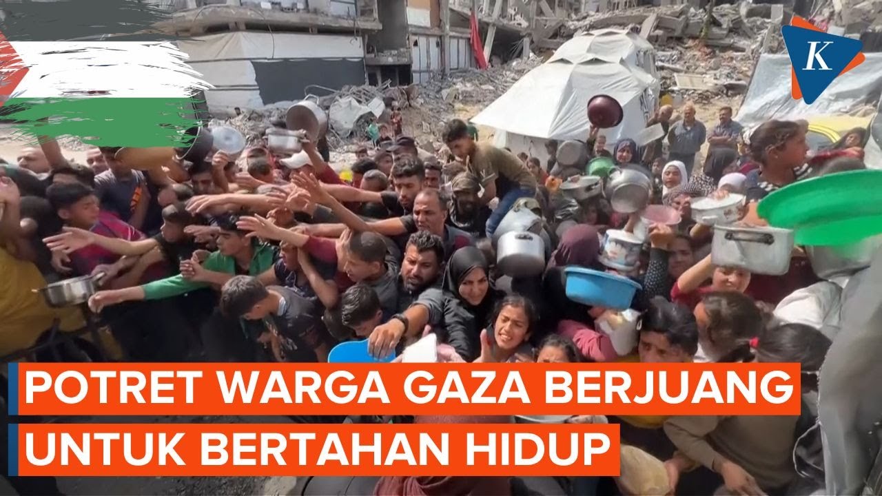 Momen Miris Warga di Gaza Berebut Bantuan Makanan dari Badan Amal