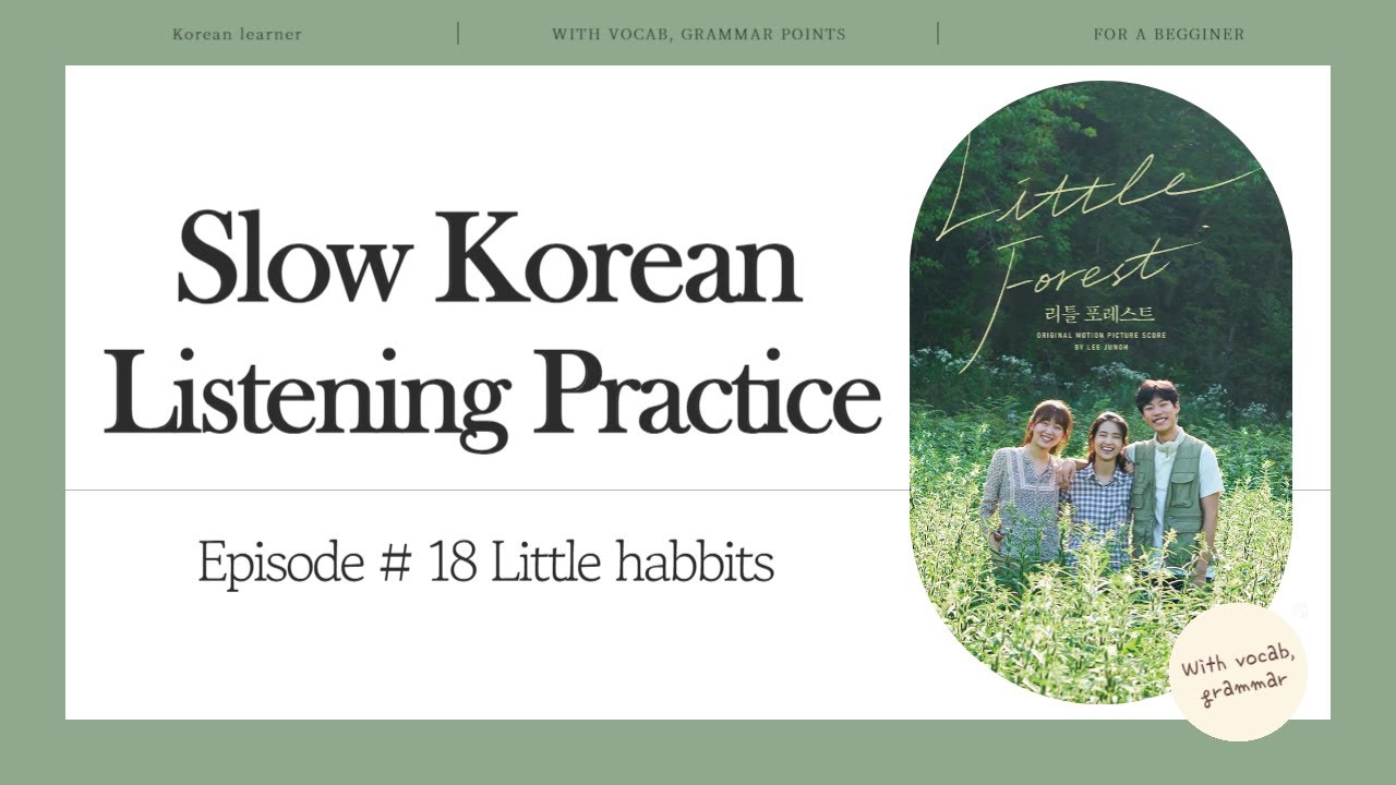 Slow Korean Listening Practice with Sub, Vocab #18 |  Little habits