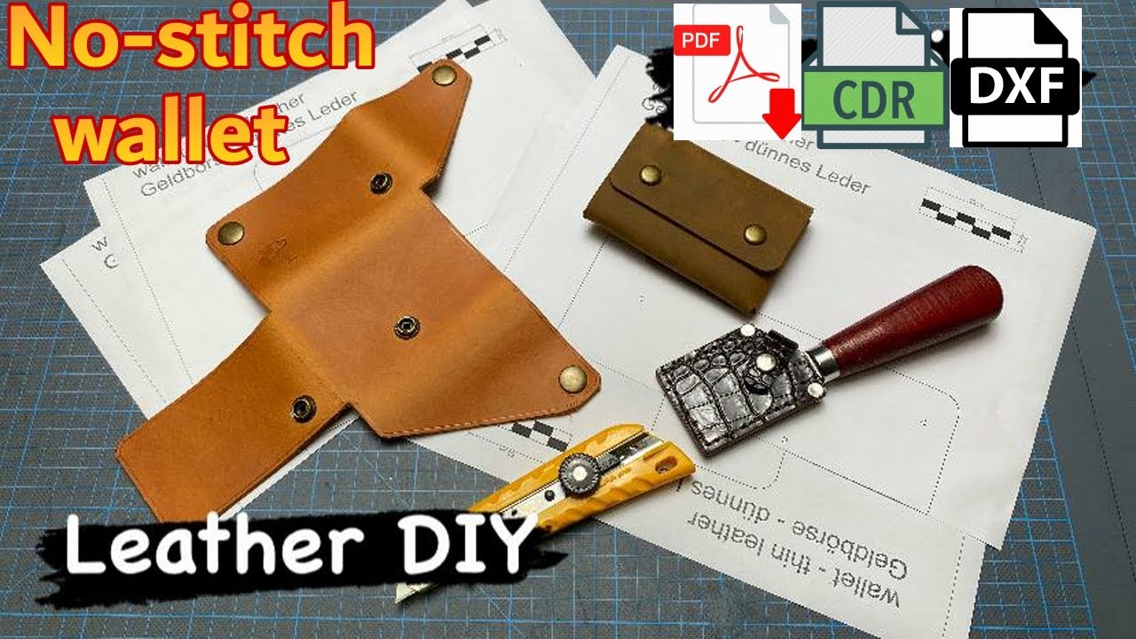 Easy DIY No-stitch Leather Wallet Pattern PDF for Leathercraft  Stitchless Card Holder DXF CDR Laser