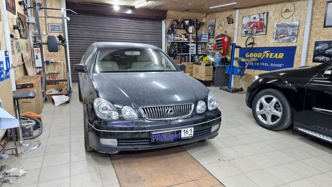 Lexus GS 300 Установка тёплых BI-LED линз ZORKiY Bengal Tiger F40 4300K, ДХО в поворот.