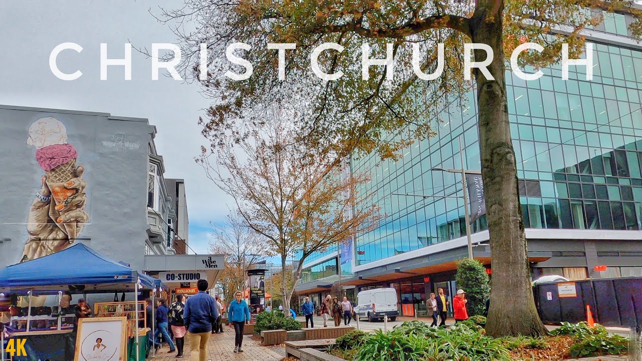 Christchurch City Centre Walk May 2023 | New Zealand Walking Tour 4K | Late Autumn | South Island